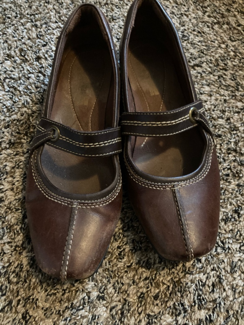 Clarks Brown Leather Mary Jane Flats
